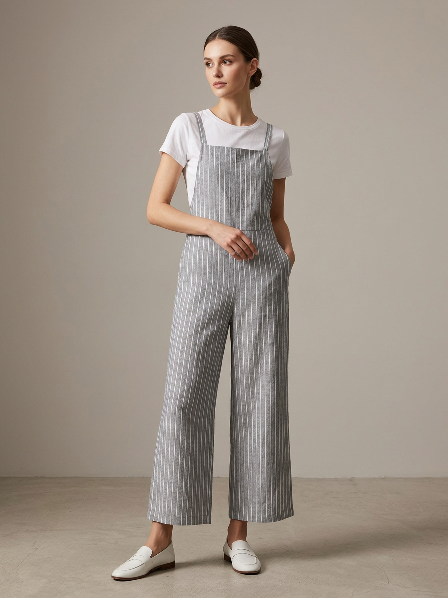 Peto Rayas con camiseta blanca